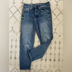 AE high rise tom girl jeans in Mid Blue Wash